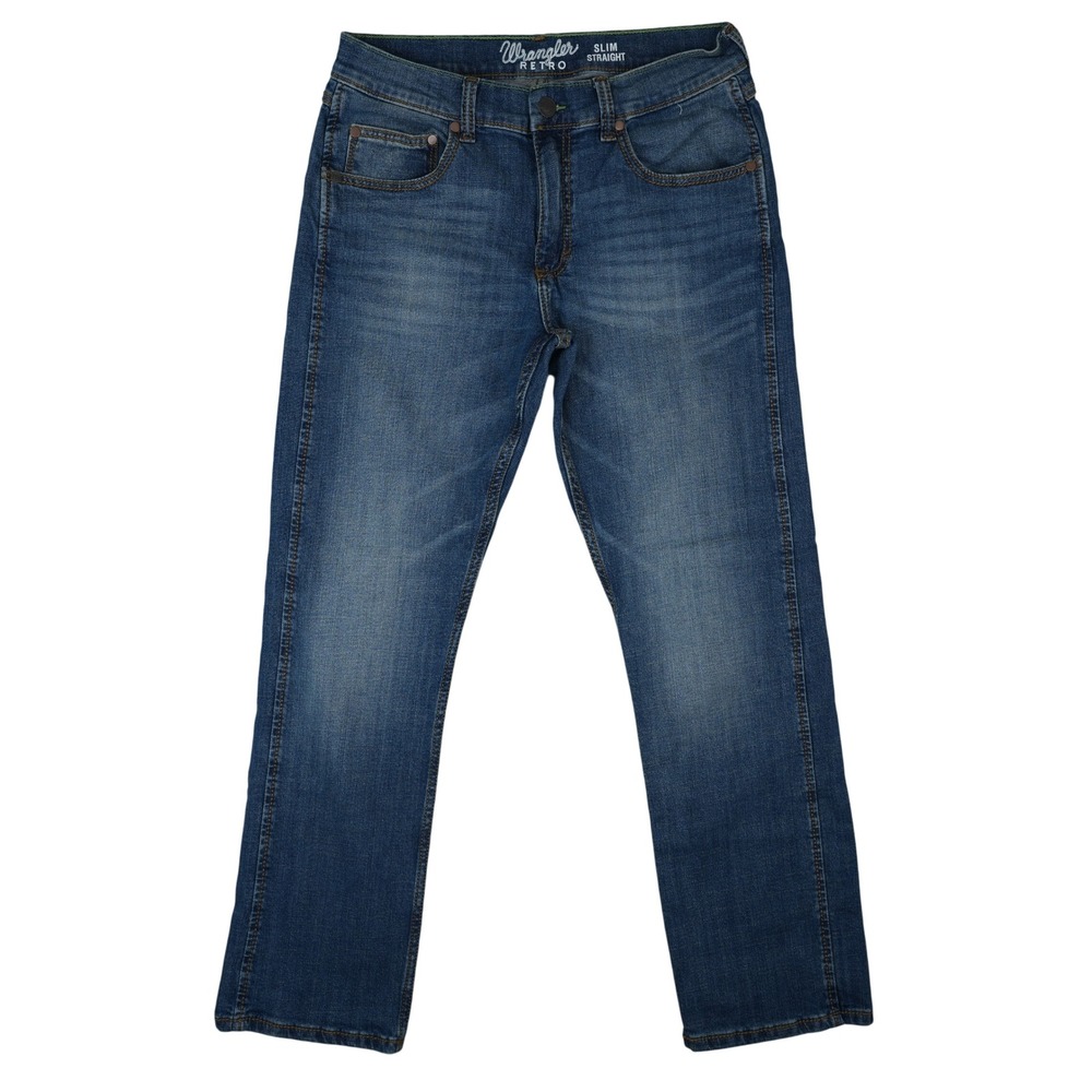 Wrangler Retro Jeans Men 31x32 Blue Slim Straight Stretch Western Cowboy Rodeo
